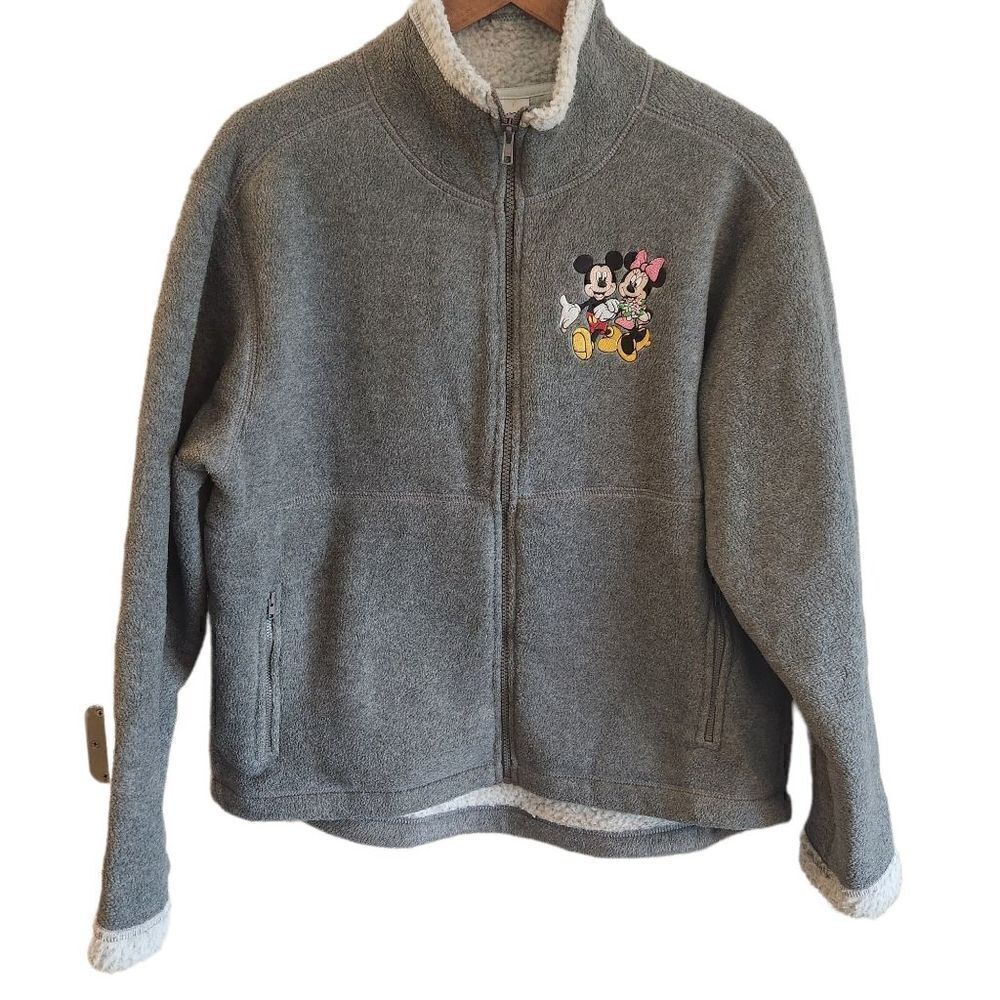 VINTAGE Disneyland Mickey and Minnie Mouse Zip Front Fleece Size Large